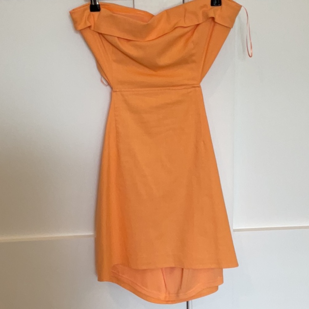 Elegant Orange Off-Shoulder Dress
